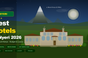 best hotels in Nyeri Kenya 2026 - Outspan Hotel White Rhino budget to luxury accommodation near Mount Kenya