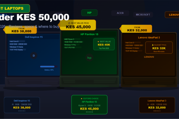 best laptops in Kenya under KES 50000 2026 - Dell HP Lenovo reviews specs and prices